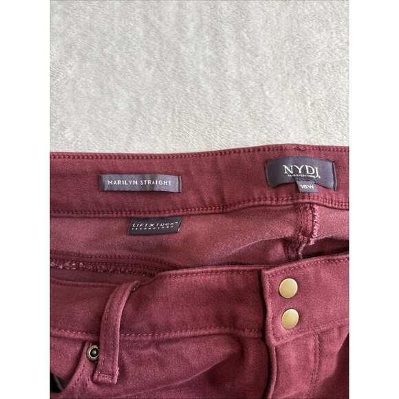 NYDJ Marilyn Straight Plum Purple Jeans Women's Sz 18W High Rise Lift Tuck NWT - Picture 12 of 14